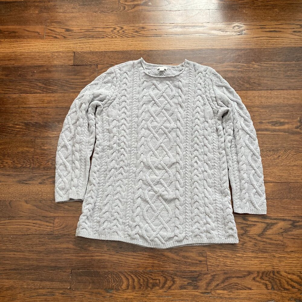 J.Jill  GRAY CHENILLE Cable Knit Chenille sweater, Small